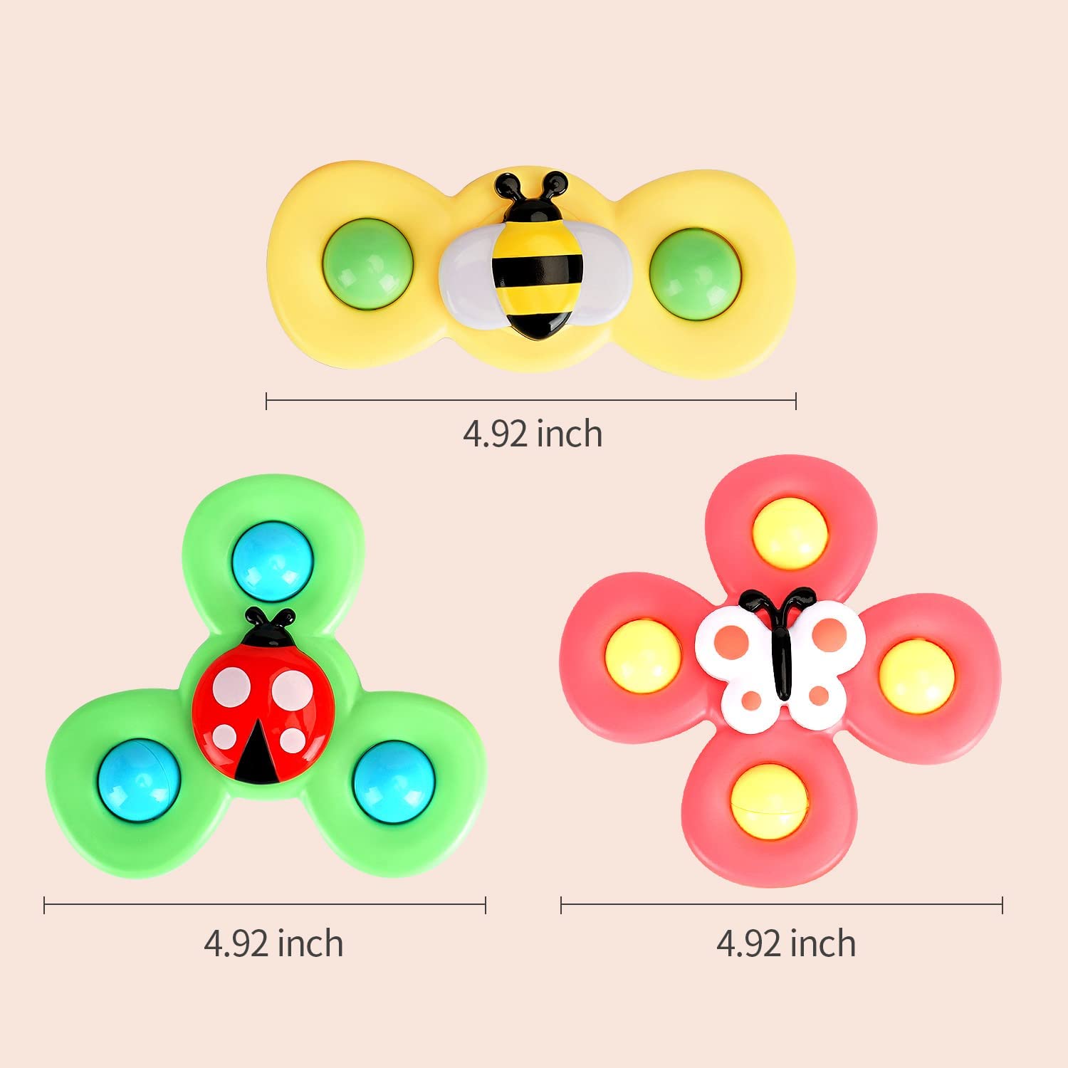 ALASOU 3PCS Suction Cup Spinner Toys for 1 Year Old Boy Girl|Spinning Top Baby 12 18 Months|1 2 Year Old Boy Birthday Gift|Bath Toys for Kids Ages 1-3|Sensory Toys Stocking Stuffers for Toddlers 1-3