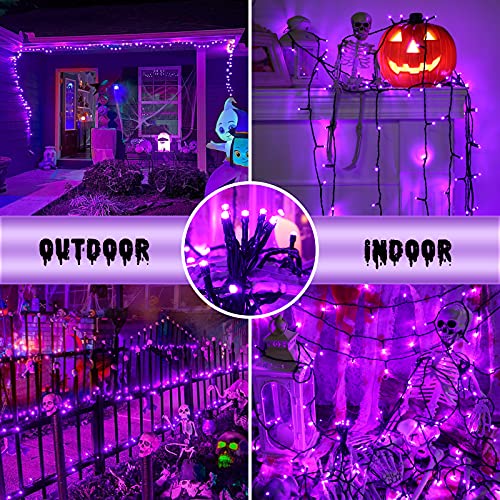 Orange and Purple Halloween Lights, 82ft 200 LED Halloween String Lights with 8 Modes, Waterproof Plug in Orange Purple String Lights for Halloween Party, Garden, Indoor Outdoor Halloween Decorations