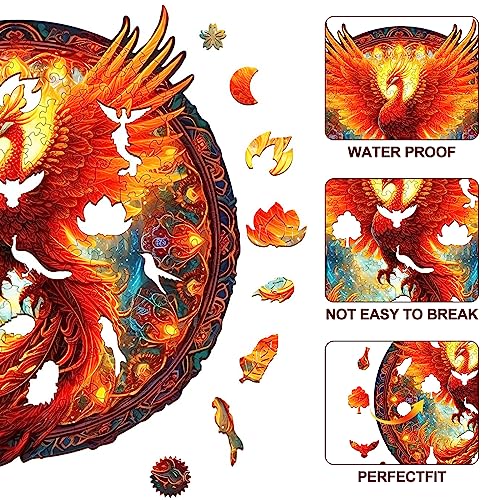 KAAYEE Wooden Jigsaw Puzzles-Wooden Puzzle Adult Unique Shape Advanced Phoenix Wooden Jigsaw Puzzle for Adult, Family Puzzles 8.5 * 7.9in 100pcs