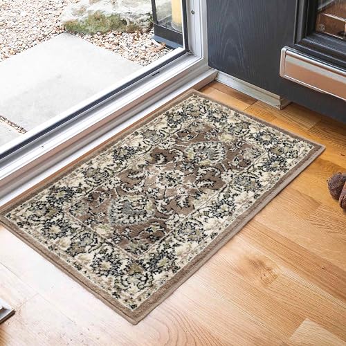 SUPERIOR Elegant Lille Collection Area Rug, 8mm Pile Height with Jute Backing, Beautiful Chic Bordered Rug Design, Anti-Static, Water-Repellent Rugs - 8ft x 10ft , Grey