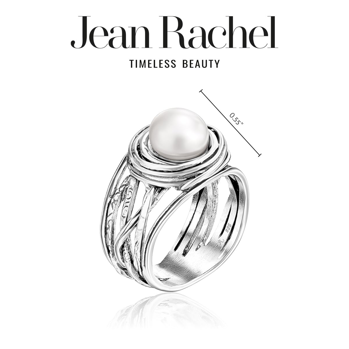 925 Sterling Silver Statement Ring Freshwater Pearl Floral Leaves Vintage Antique Casual Look Hypoallergenic Nickel and Lead-free Artisan Handcrafted Designer Collection, Jewelry Gift for Her Precious