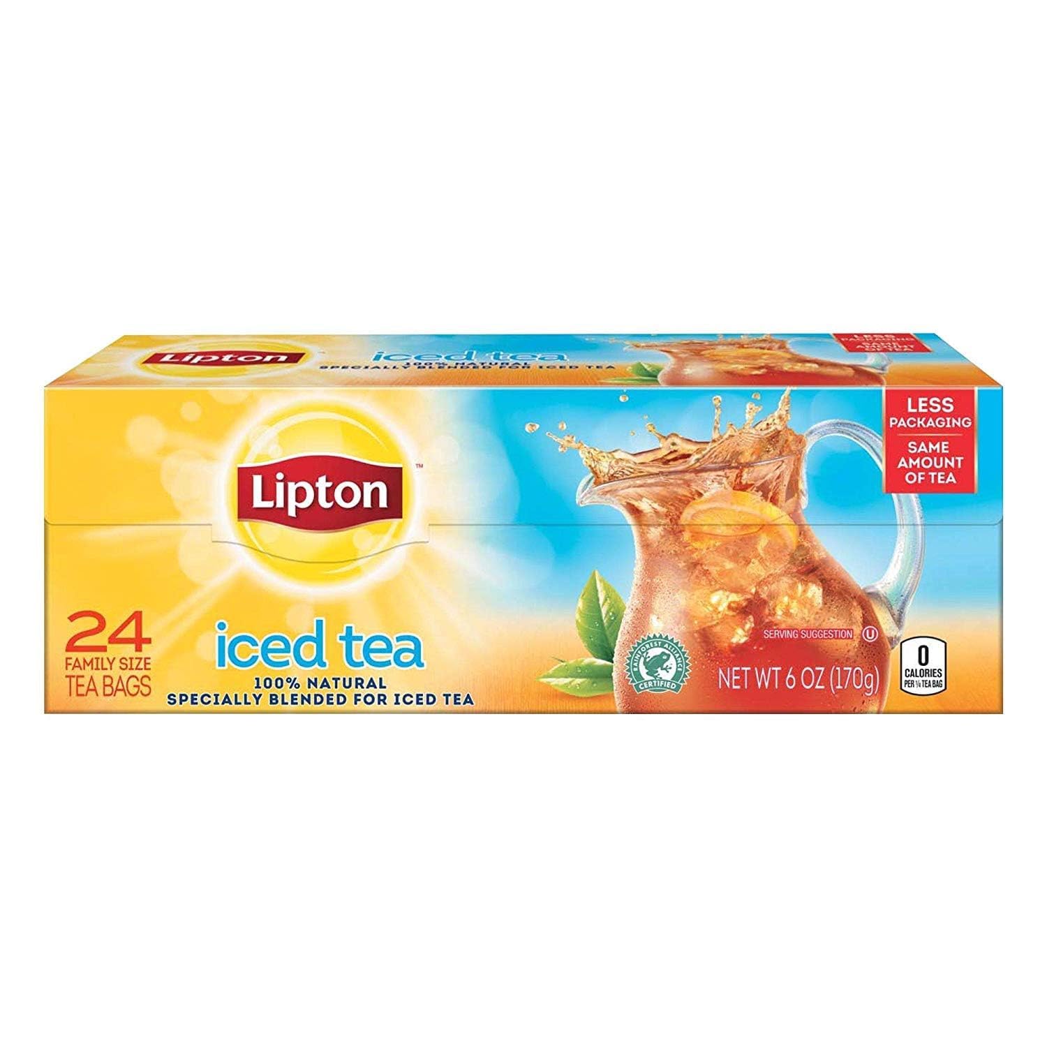 Lipton Unsweetened Iced Tea Bags, Family Size Tea Bags, 144 Total Tea Bags (24ct - Pack of 6)