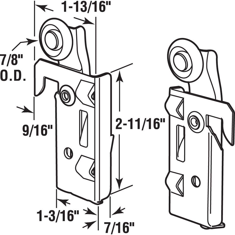 Prime-Line N 7046 Panel Wardrobe Door Roller, for Acme Doors, 7/8 In. Roller (1 Pair)