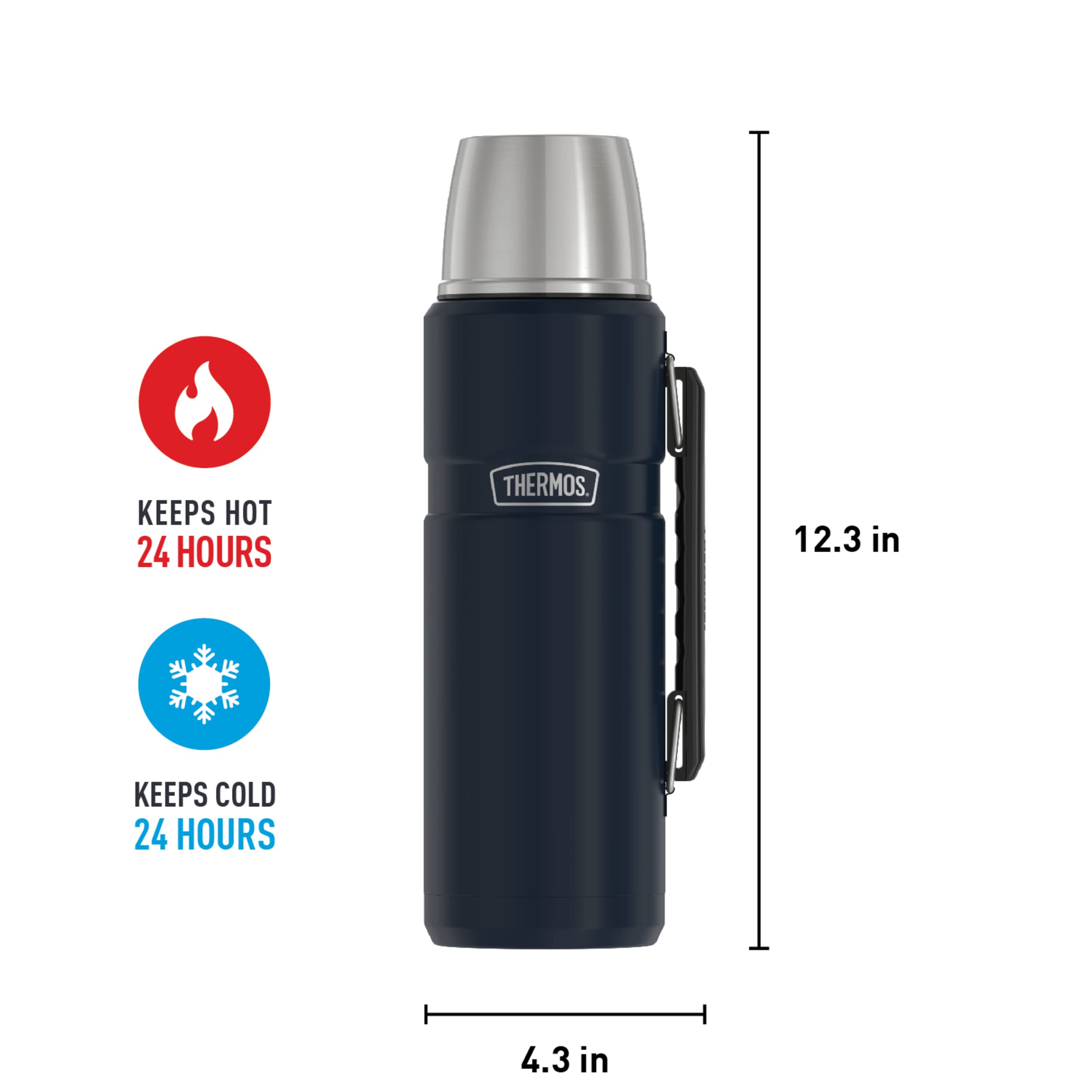 THERMOS Stainless King Vacuum-Insulated Beverage Bottle, 40 Ounce, Midnight Blue