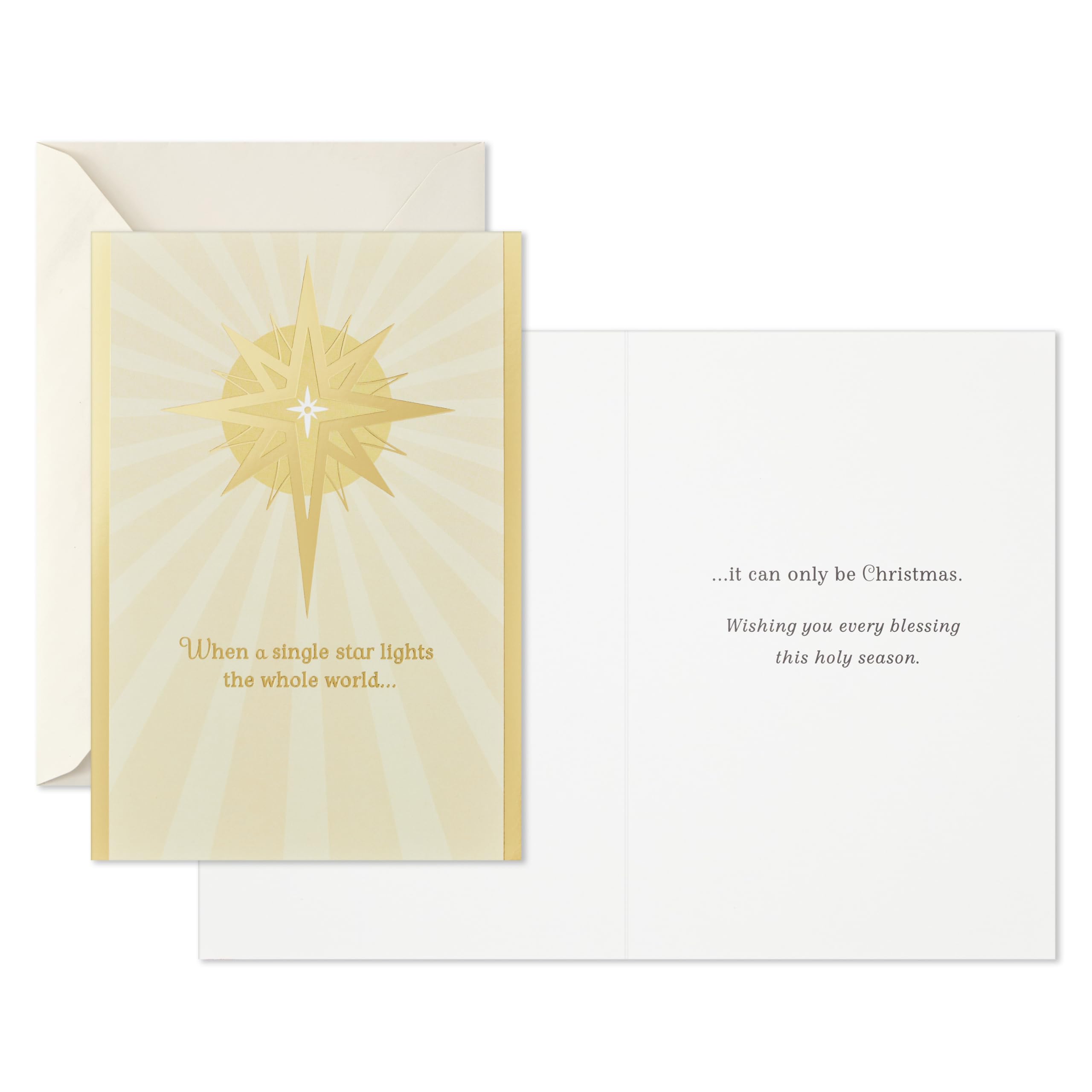 Hallmark Boxed Religious Christmas Cards, Gold Foil Star (40 Cards and 40 Envelopes) Holy Season Blessings