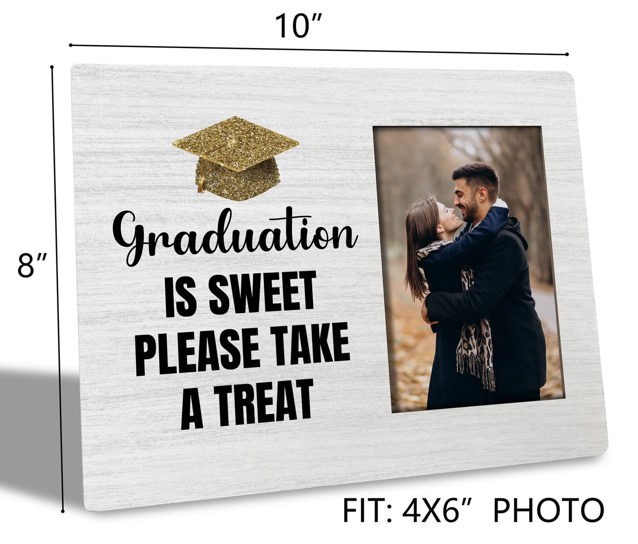 HALUOSI Graduation Is Sweet Please Take A Treat, Graduation Picture Frame, Tabletop Picture Frame Plaque, Rustic Wood Plaque Sign, Graduation Party Ornament, Graduation Gift, Gift for Family & Friend