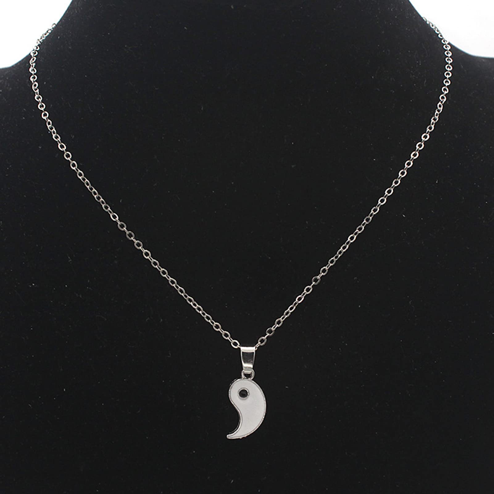 Best Friend Necklaces for 2 Matching Yin Yang Adjustable Chain Necklaces for Bff Friendship Relationship Boyfriend Girlfriend Men Women Lover Him Her Valentines Gift, Friendship Necklaces Silver