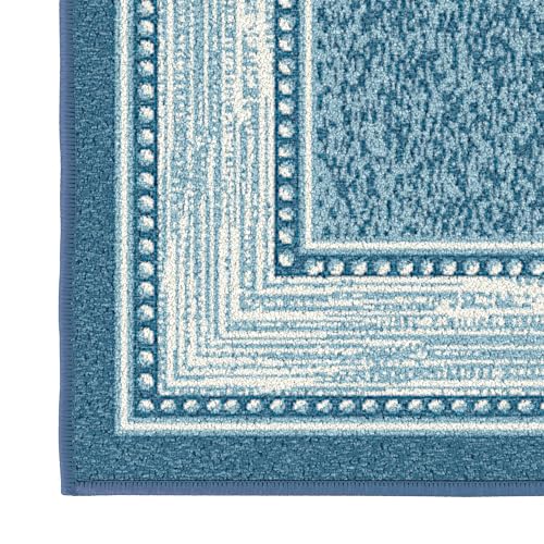 Machine Washable Border Design Non-Slip Rubberback 2x5 Modern Runner Rug for Hallway, Kitchen, Living Room, Bedroom, Entryway, 20" x 59", Red/Beige