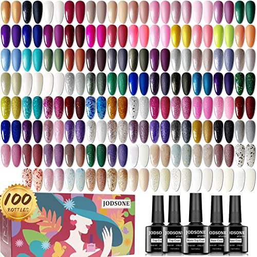 JODSONE 20 Colors Gel Nail Polish Kit with U V Light Base Top Matte Coat High Shine Vibrant Nail Gel Equipped with Manicure Tools