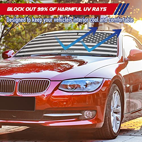 1-Piece Car Sun Shade American Flag Windshield Sun Shade Windshield Foldable Front Window Sun Shade Car Sun Visor Shield Cover Fits Easily to SUV & Truck-UV Ray Blocker Keeps Your Vehicle Cool
