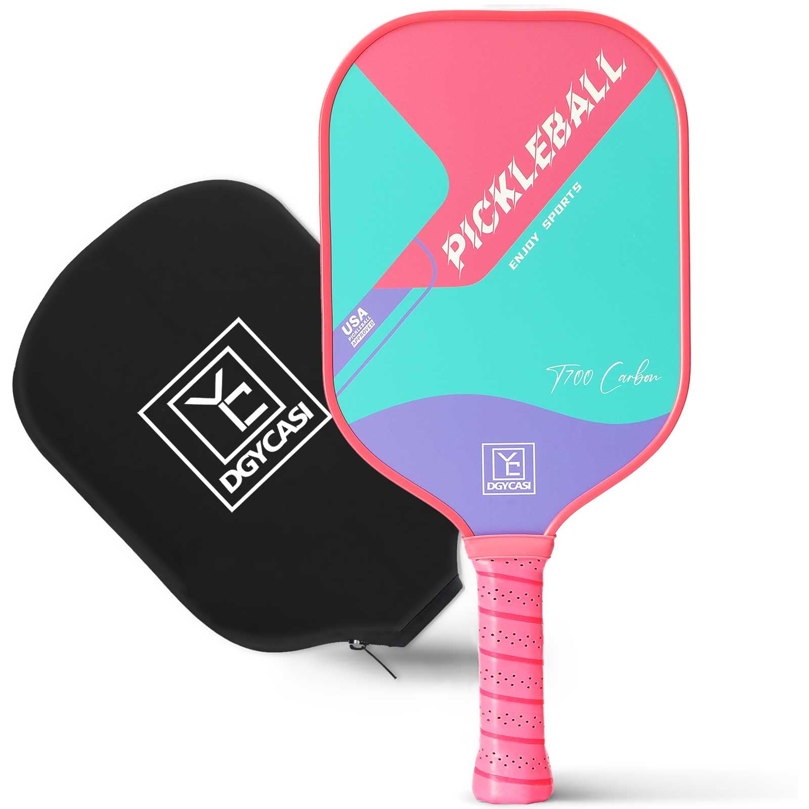 YC DGYCASI 16mm Pickleball Paddles Professional, USAPA Approved, T700 Carbon Fiber Pickleball Paddle Thermoformed, High Grit & Spin, 5.5” Elongated Handle, Handle Girth 4.25”, 8.3oz, with Cover Case