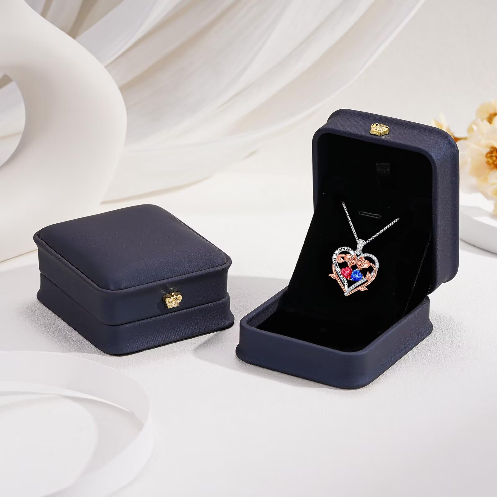 Iefil January June Birthstone Necklace Jewelry Anniversary Birthday Gifts for Women Wife Her, Red Garnet Necklace Alexandrite Necklaces