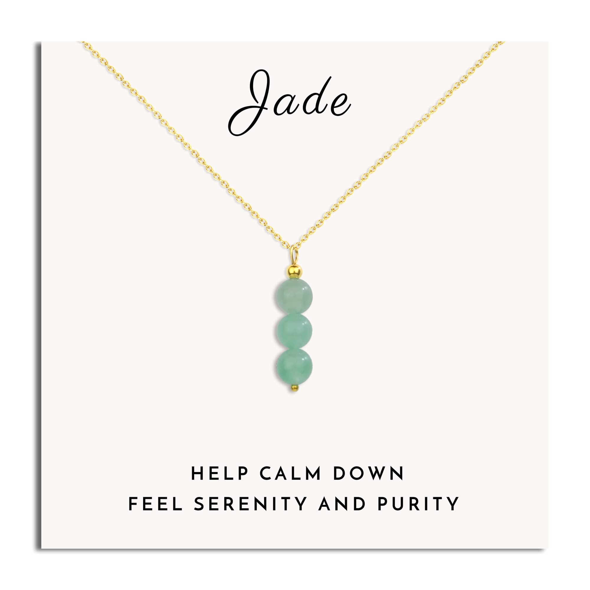 SmileBelle Jade Necklace for Women, Dainty Crystal Necklace With Jade Beads, Green Necklace Crystal Pendant Necklace as Birthday Gifts Ideas for Adults Women, Jade Jewelry as Crystals Gifts