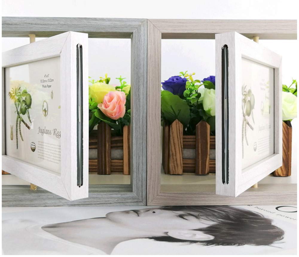 Leoyoubei Vintage Feel Rotating Photo Frame,Horizontal Display 4x6 inc