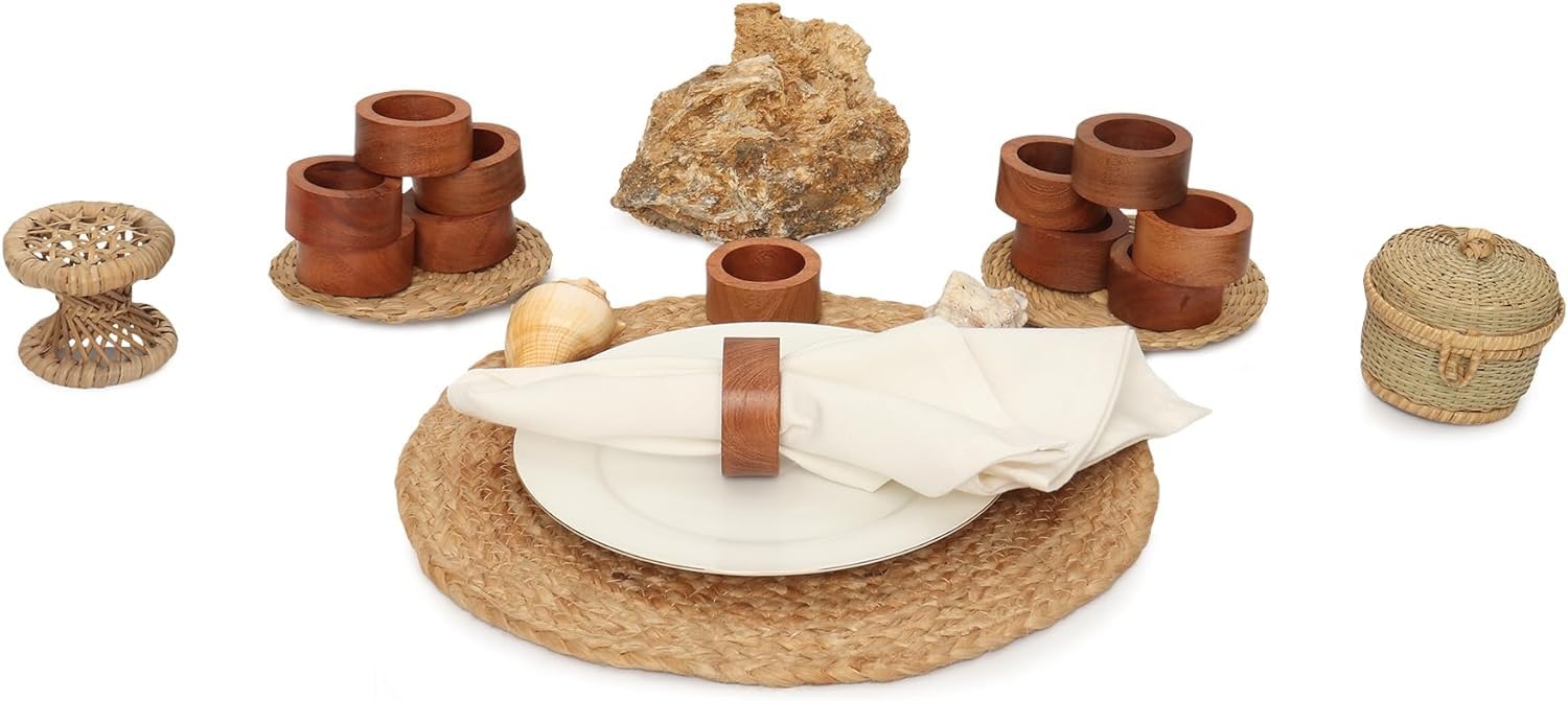 ARN CRAFT PCS 12 Wooden Napkin Rings- for Weddings Dinner Parties or Every Day Use Set of 12