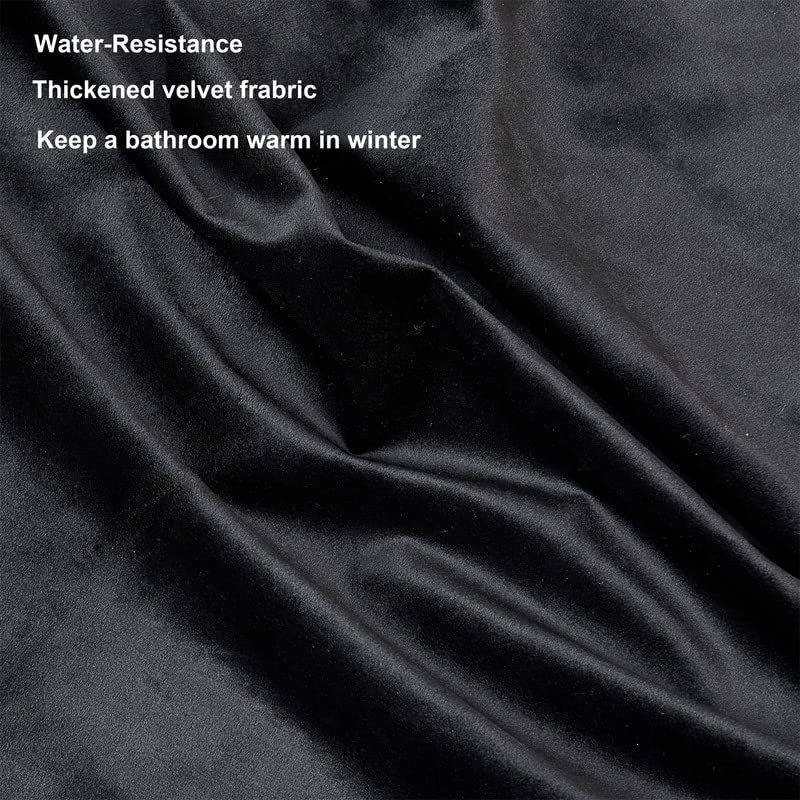 Shower Curtain Black Velvet Fabric 260 GSM Heavy Duty Luxury Shower Curtain with Hooks, Thicken,Washable, Waterproof for Bathroom Hotels, Bathtubs, 72 x 72 inches