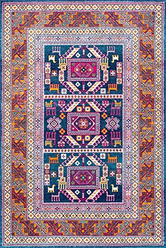 nuLOOM Vintage Lorena Tribal Area Rug, 8' Round, Navy