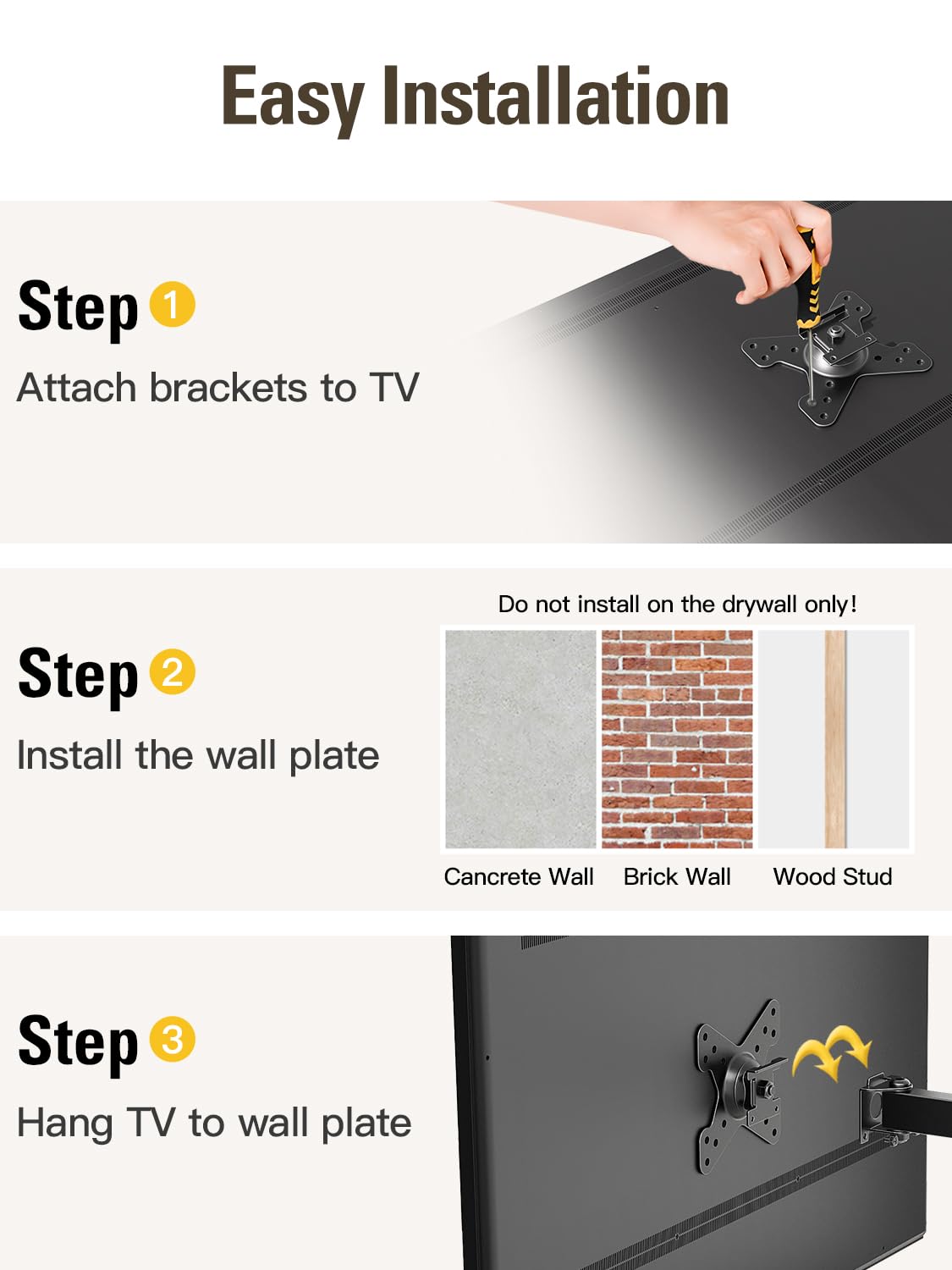 Mounting Dream UL Listed Full Motion Monitor Wall Mount TVs Bracket for 10-26 Inch LED, LCD Flat Screen TV and Monitor, TV Mount with Swivel Articulating Arm, Up to VESA 100x100mm and 33LBS MD2463