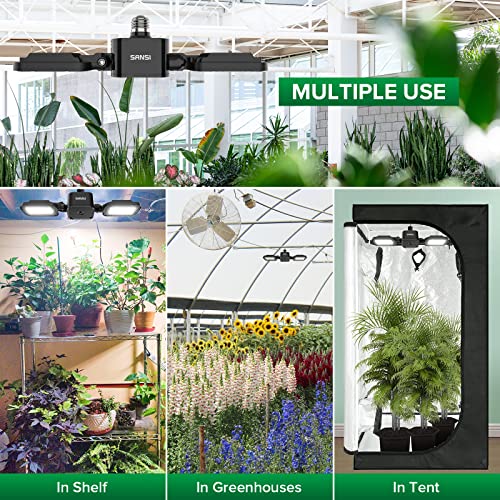 SANSI LED Grow Lights for Indoor Plants, Full Spectrum and High PPF, 30W E26 Base Indoor Grow Lights for 2x2ft Wide Lighting, for Seed Starting, Blooming and Green House