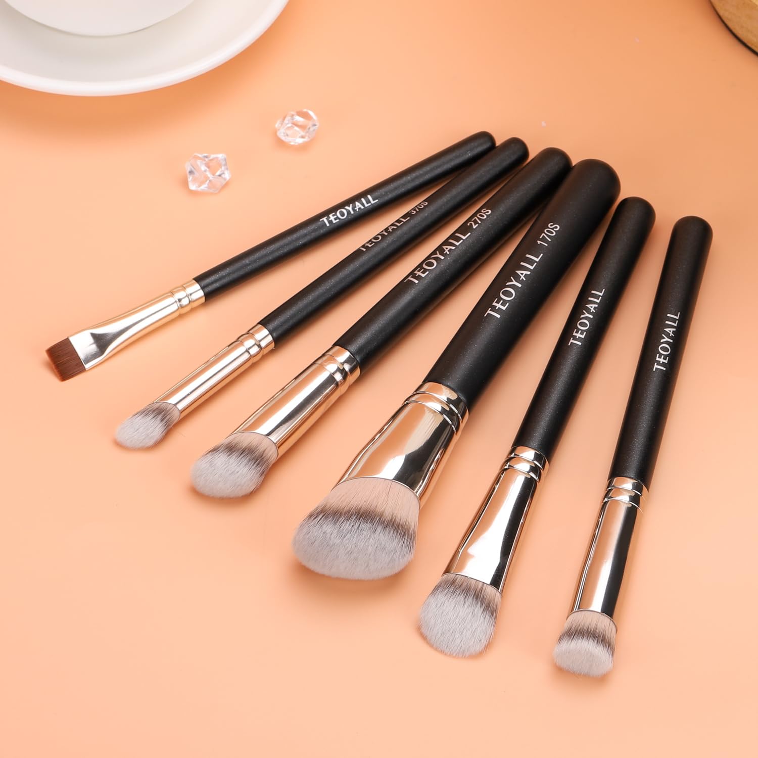 TEOYALL Foundation Contour Brush Set, 2PCS Angled Synthetic Kabuki Brush for Blending Setting Concealing Buffing with Liquid, Cream and Powder Cosmetic (170S/270S)