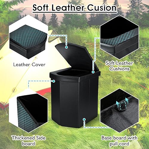 Portable Toilet for Adults, XL Portable Toilet for Camping, 16.5'' Camping Toilet with Lid, Camp Toilet with Handbag, Travel Potty for Camping, Hiking, RoadTrip, Car, Tent, Truck Drivers