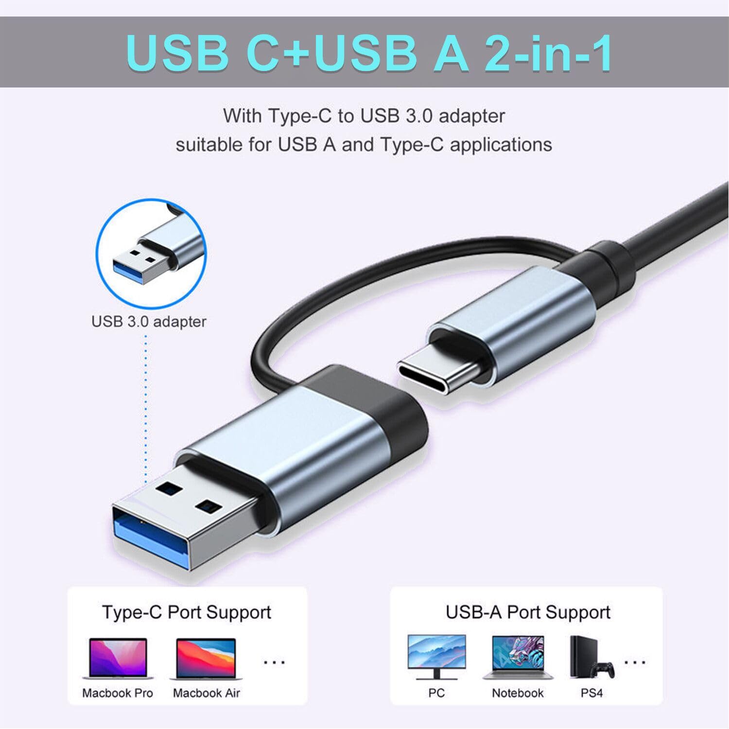 VIENON Aluminum 7 in 1 USB C Hub with USB 3.0, USB 2.0 Ports for MacBook Pro Air and More Devices