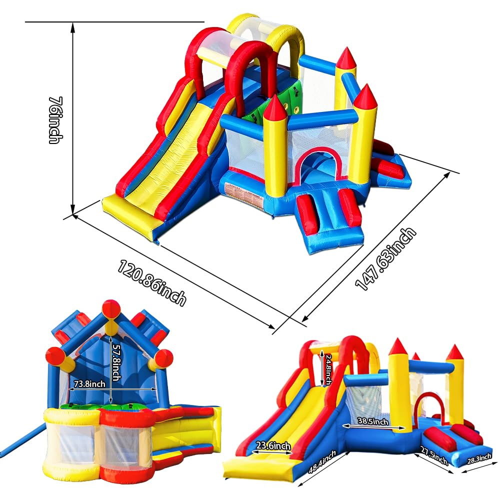 Umbalir InfIatable Bounce House for Kids 3-8 yr, Bouncy House Accommodate 4-6 Kids, Fun and Safe Indoor/Outdoor Play (12.3'Lx10'Wx6.3'H)