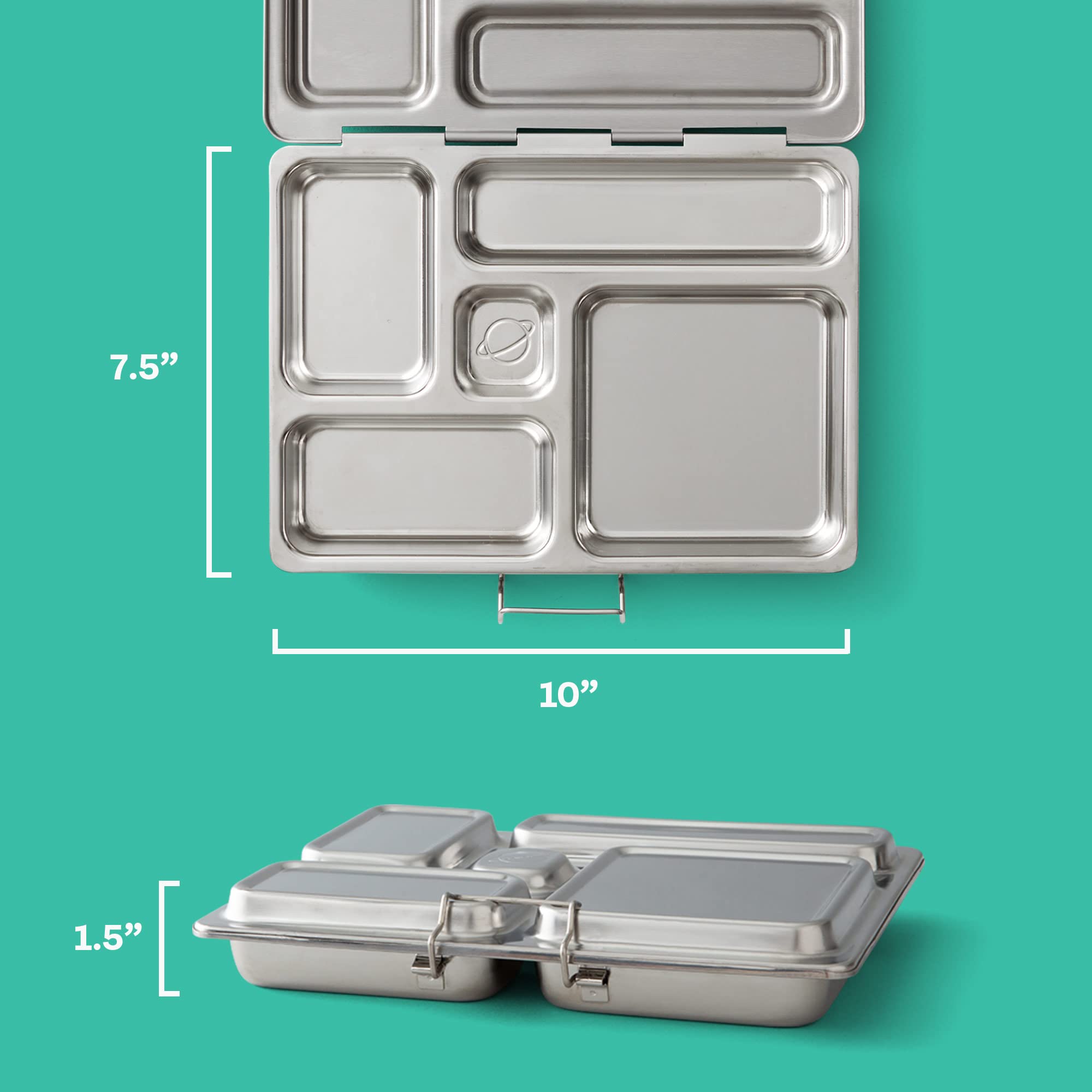 PlanetBox Rover Stainless Steel Bento Box Style Lunch Box Kit for Kids with 5 Compartments, Camo Shark Edition includes Insulated Lunch Bag, Leakproof Food Containers and Matching Magnets
