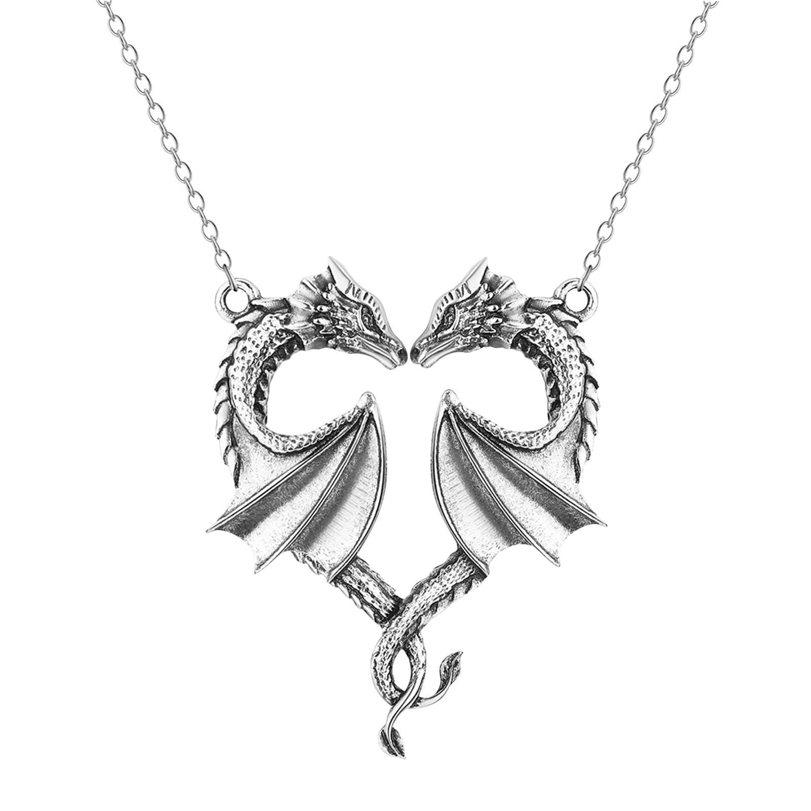 Valentine's Day Gifts Double Dragon Heart Necklace for Couples Cool Dragon Wings Necklace for Her Girlfriend Wife Mom, Amazon Haul Items