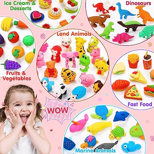 Palmatte 40PCS Mini Animal Erasers Kids Prizes Treasure Box Toys Classroom Rewards Desk Pets Pencil Erasers Bulk Cute School Supplies Kids Party Favors Goodie Bag Stocking Stuffers Easter Egg Fillers