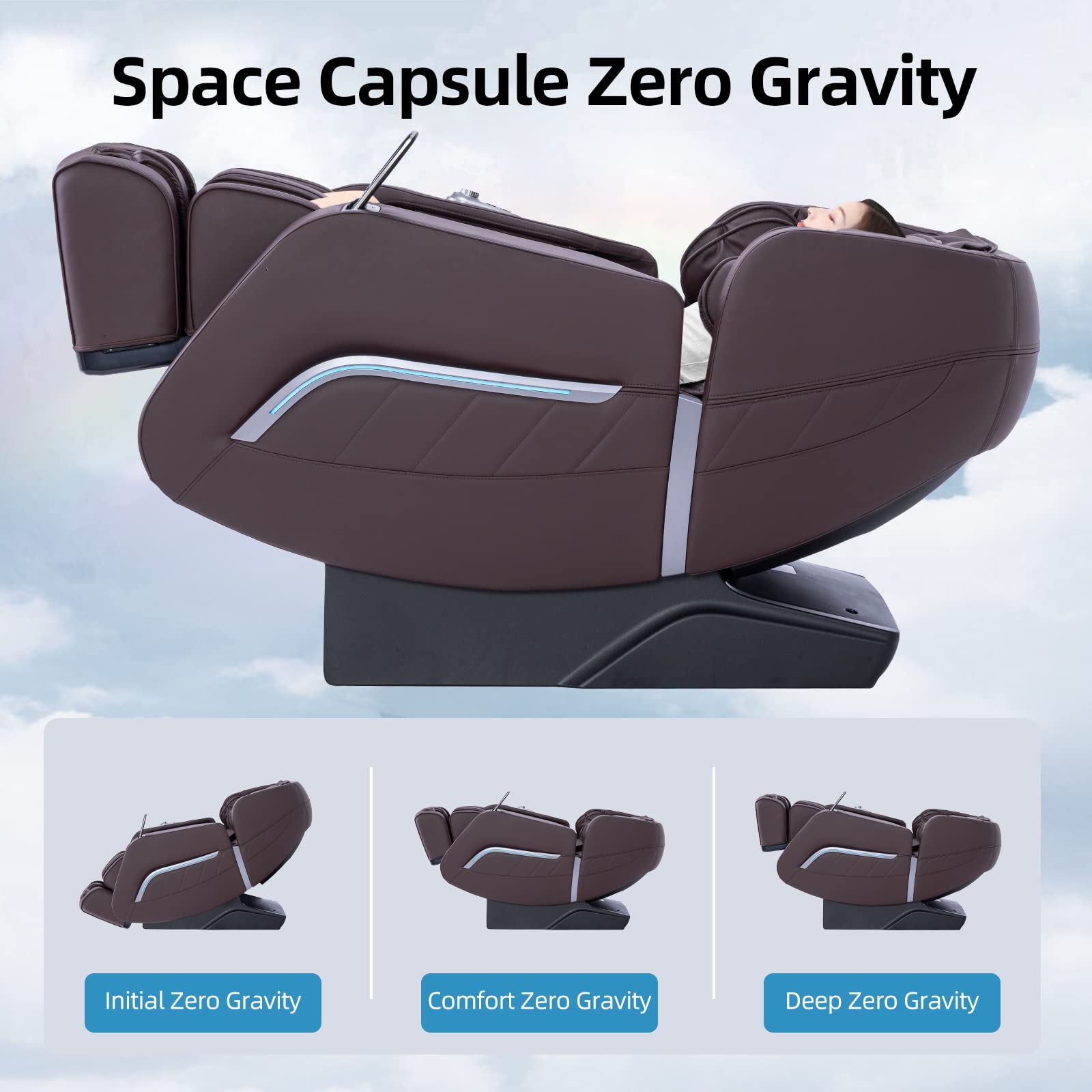 iRest 2024 A306 Massage Chair, Full Body Zero Gravity Recliner with Yoga Stretching, Intelligent Voice Control, SL Track, Foot Rollers, Airbags, Heating, and Bluetooth (Brown)