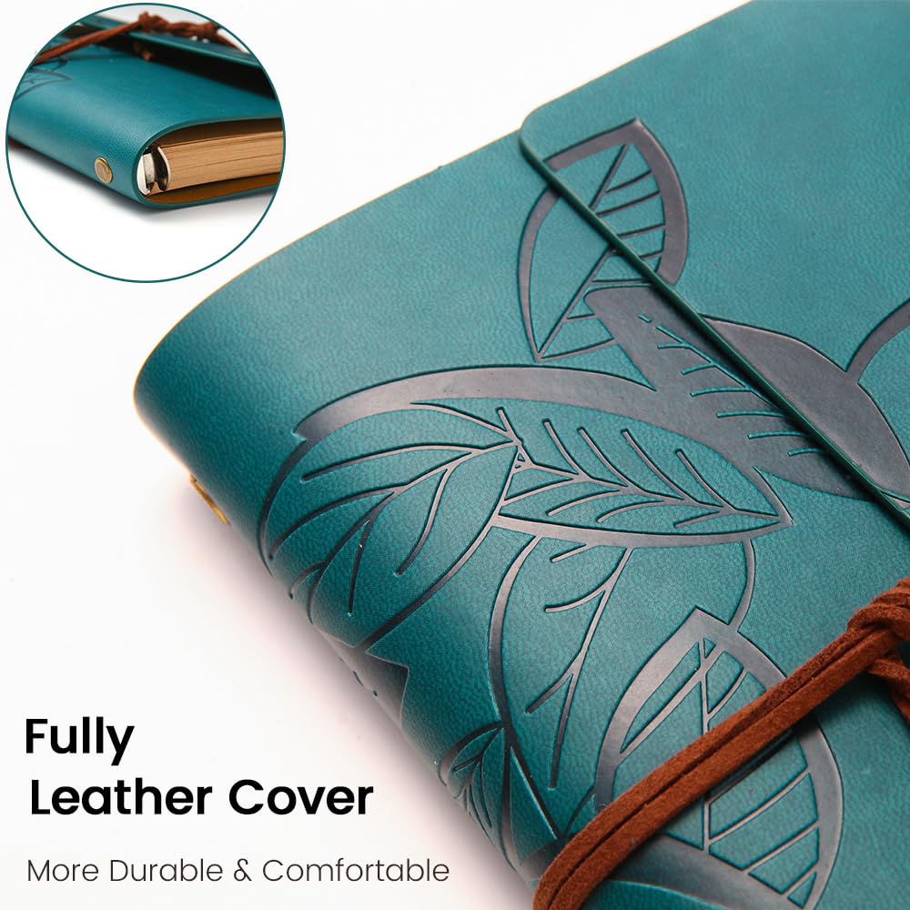 BEYONG Leather Journal for Women Men, Refillable Travelers Notebook, Journals for Writing, Art Sketchbook, Travel Diary, Best Gifts for Teens Girls and Boys (Blue, 7 Inch)