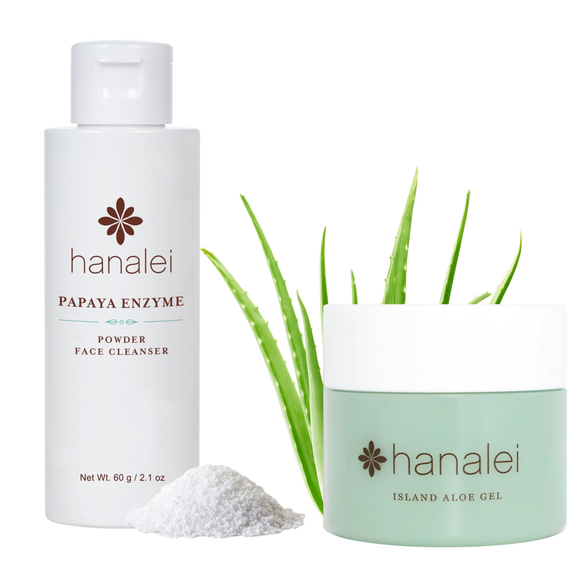 Hanalei - Papaya Powder Face Cleanser 60g and Aloe Gel 100g - Cruelty Free - (2-Pack Bundle)