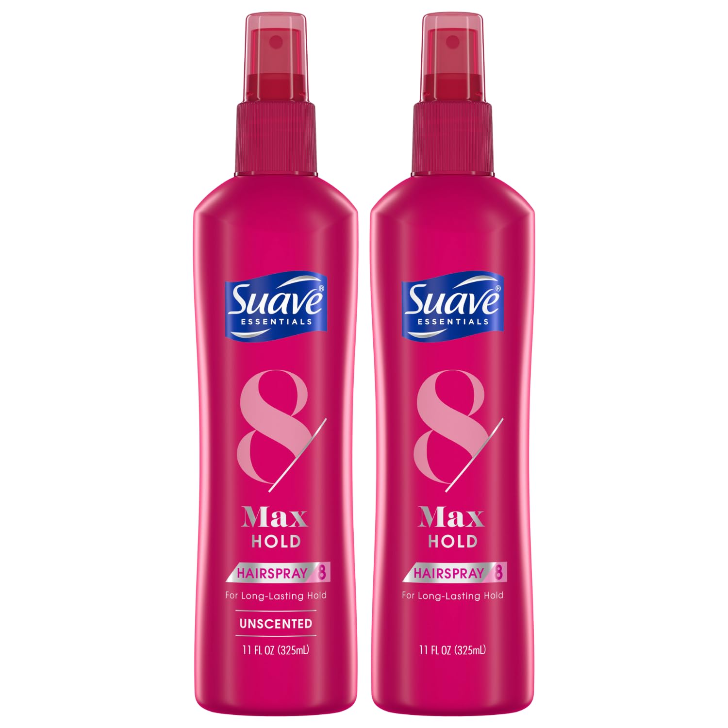 Suave Hairspray, Max Hold Bundle – Unscented Hairspray + Scented Non-Aerosol Hair Spray, 11 Oz Ea (2 Piece Set)