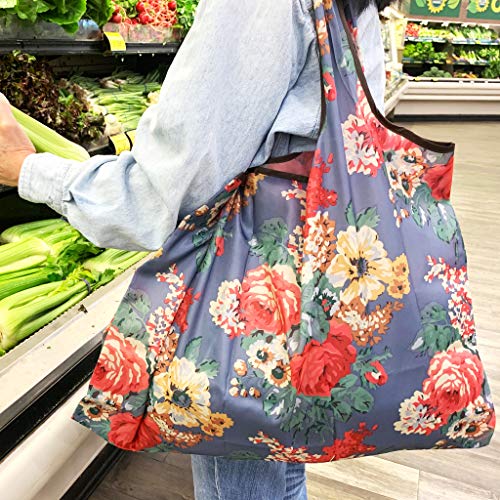 Wrapables Durable and Large Nylon Reusable Shopping Bag (Bouquet)