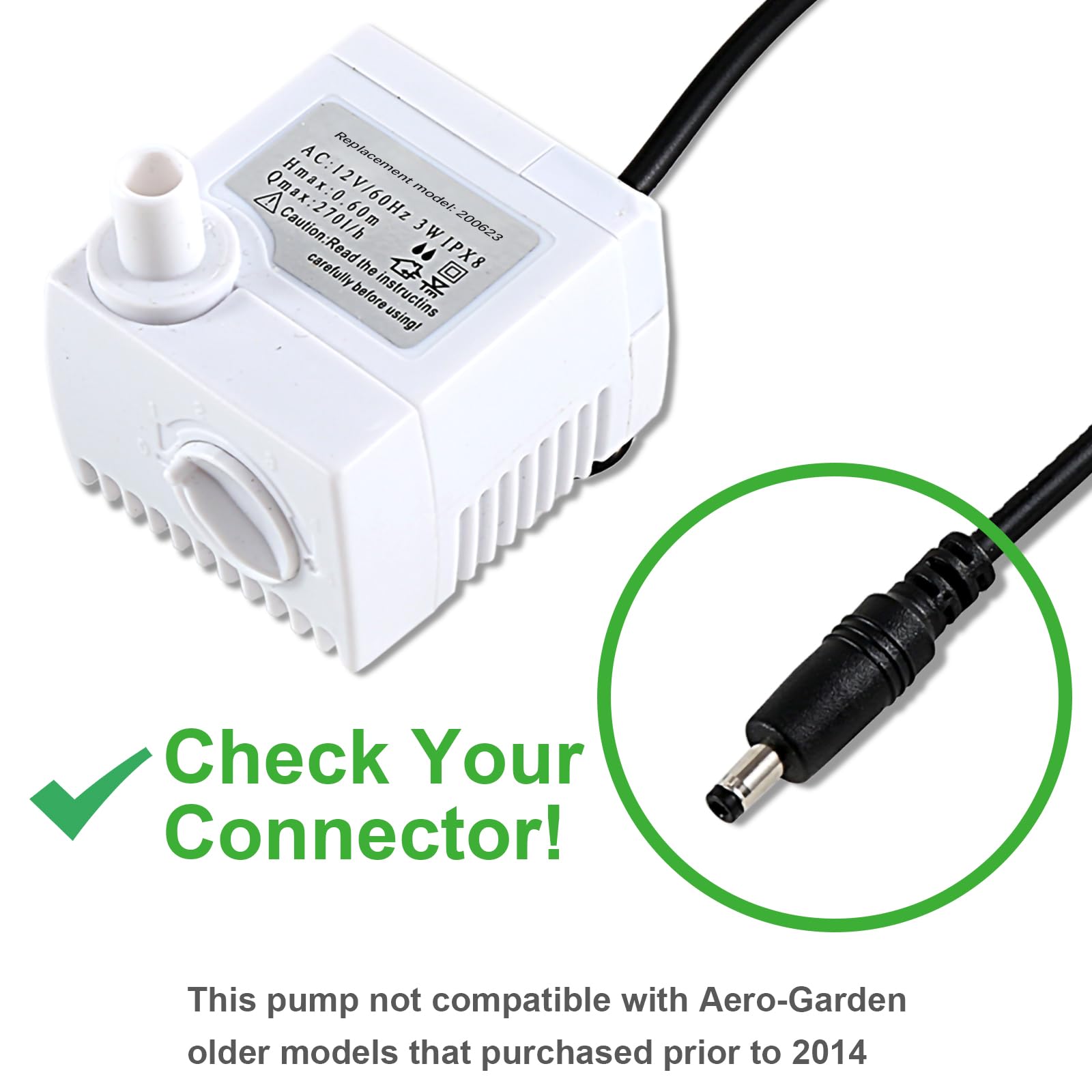 Aero-Garden Pump with 10 Filters, 200623 Pump Fit for Harvest Elite, Bounty, Farm, Extra, Ultra Hydroponics System (2Pack)