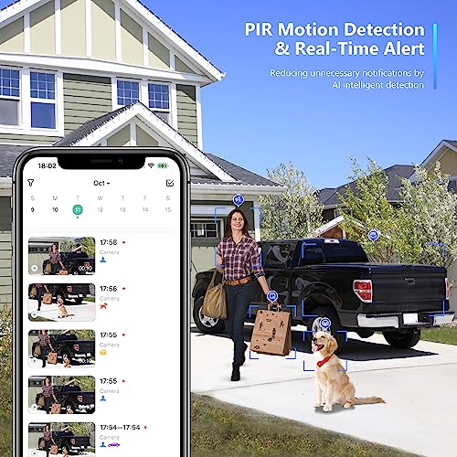 Geekee Solar Security Cameras Wireless Outdoor, Cameras for Home Security with Motion Detection, Spotlight/Siren Alarm, 1080P Color Night Vision, 2-Way Talk, Waterproof SD/Cloud Storage WiFi Camera