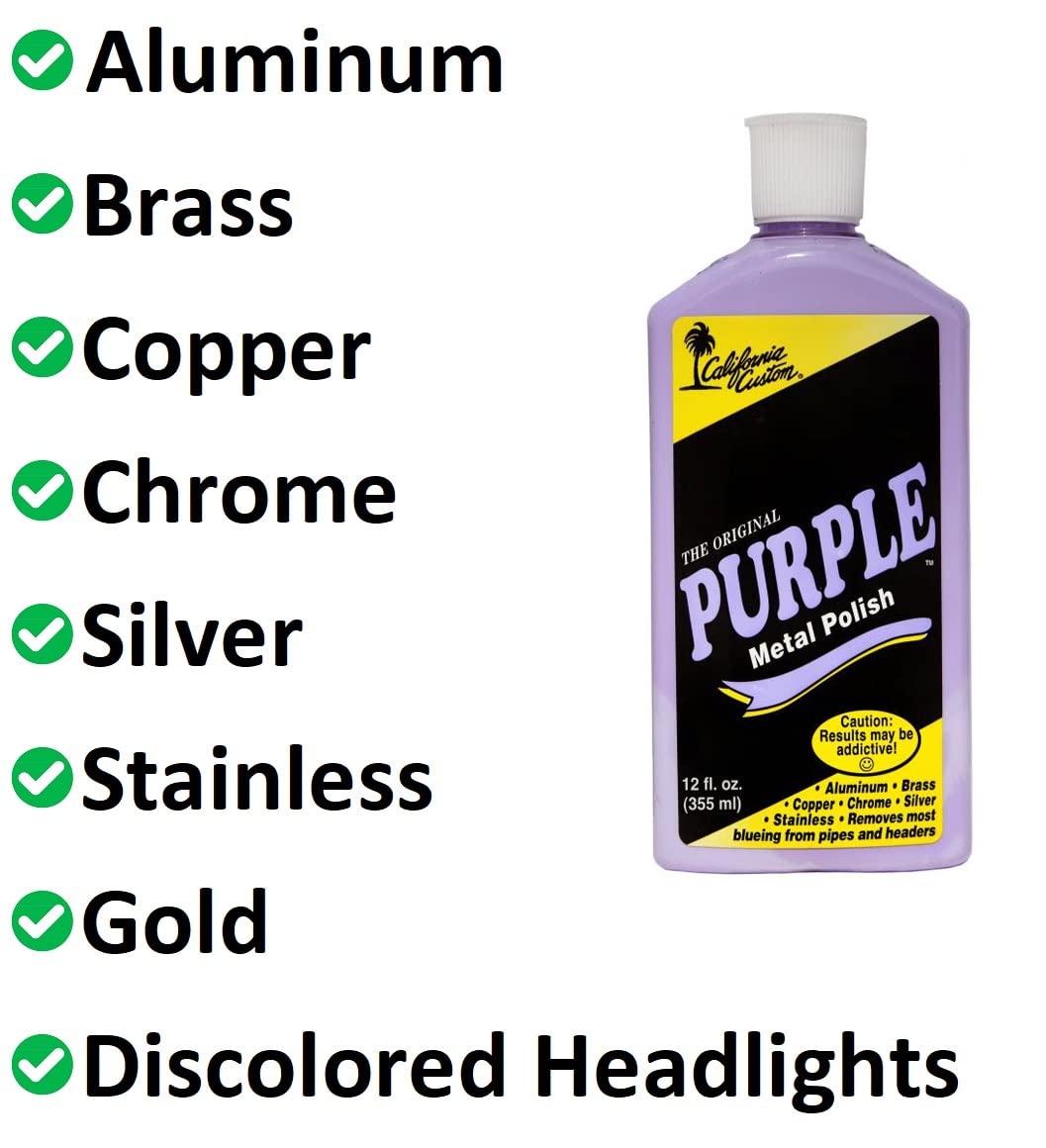 CALIFORNIA CUSTOM Products – Purple Metal Polish 1 Gallon Size - No Silicone, Body Shop Safe, Great for Aluminum, Brass, Copper, Chrome, Silver, Stainless and Gold, Motorcycle, Boat, RV