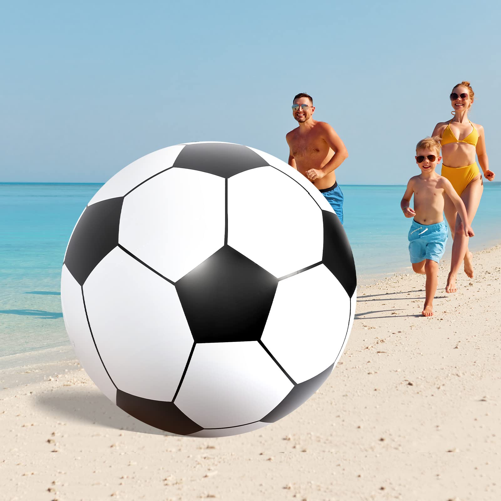 Lewtemi 6.5 Ft / 78 Inch Big Inflatable Giant Soccer Ball Large Inflatable Sport Ball Oversized Football for Outdoor Game Pool Decoration Toys(Soccer,6.5 Ft)