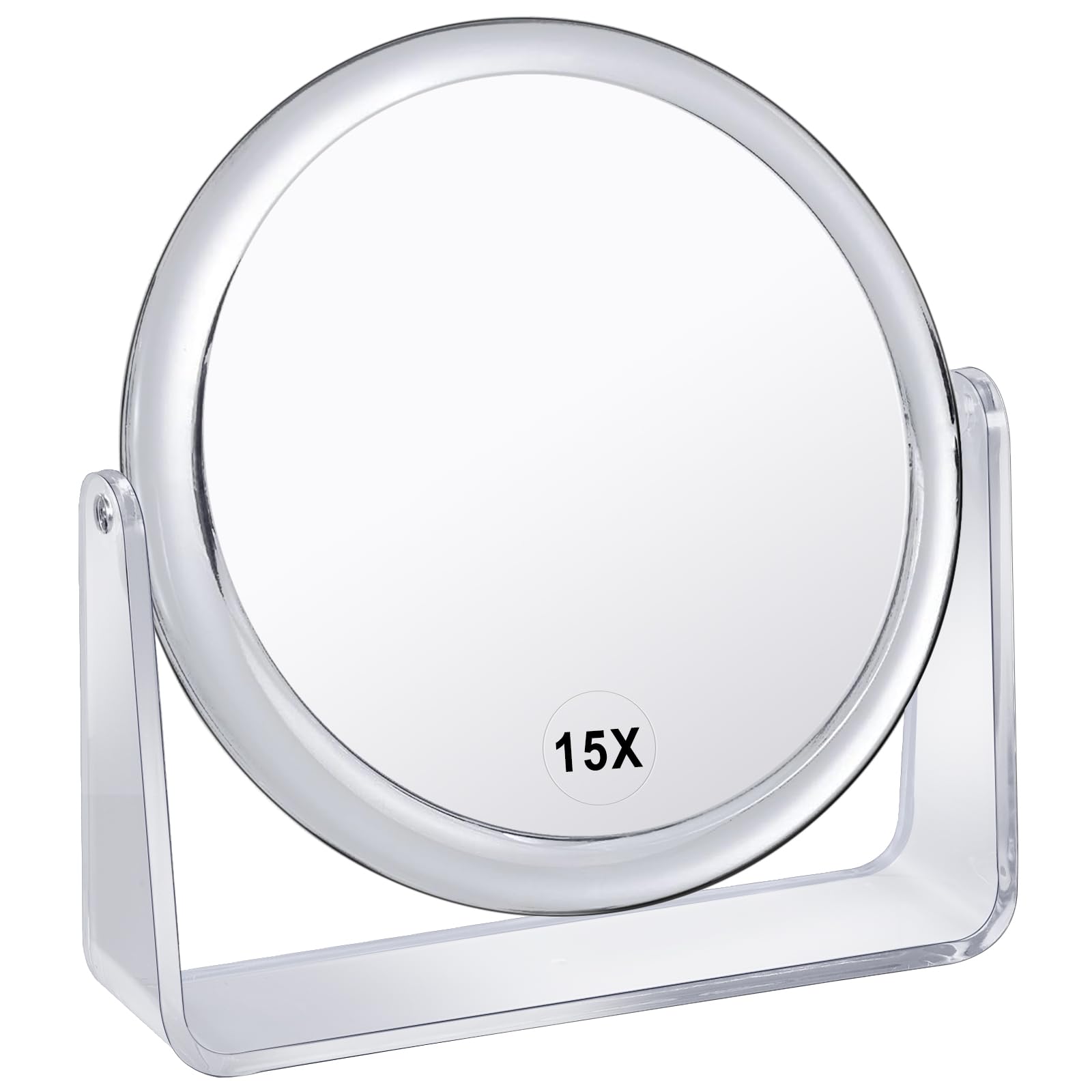 15X Vanity Mirror Makeup Mirror,1X/15X Magnification Double Sided Magnifying Mirror,360 Degree Swivel Desk Mirror,Portable Table Counter top Mirror for Bathroom Shaving Mirror,Gift for Women