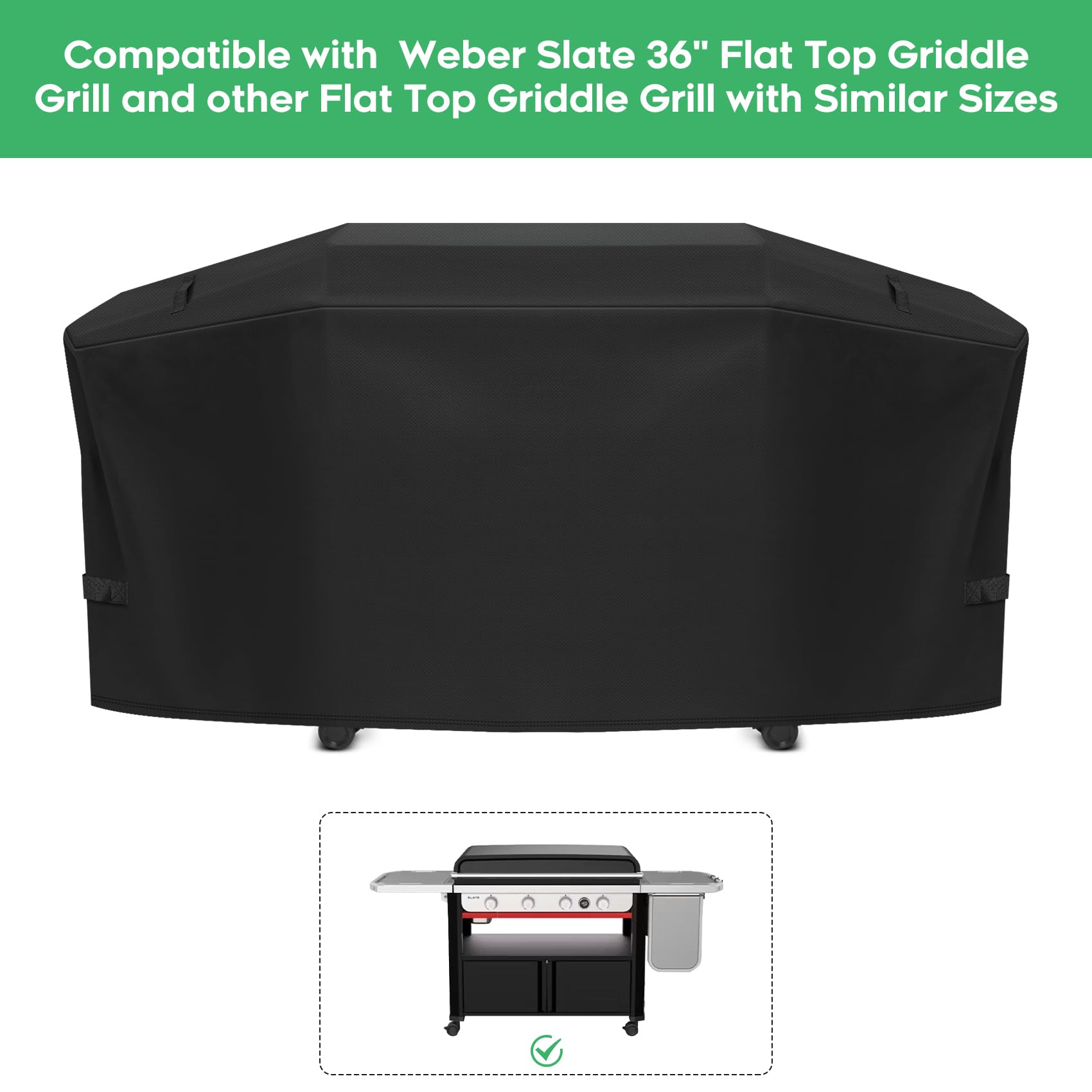 EZ-DONGTENG Heavy-Duty 600D Grill Cover fit for Weber Slate 36" Flat Top Griddle Grill，3400120 Weber Slate 36" Griddle Outdoor Waterproof Griddle Cover