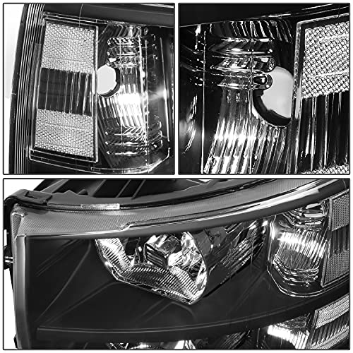 DNA Motoring HL-OH-CSIL07-BK-CL1 Pair of Black Housing Headlights Compatible with 07-13 Silverado 1500 / 07-14 Silverado 2500 3500 & HD Models