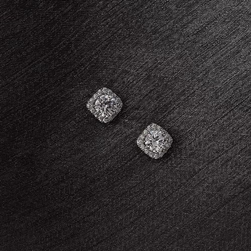 Square Cubic Zirconia Earrings Studs for Women Simulated Diamond CZ Stud Silver Earrings for Women Trendy for Men