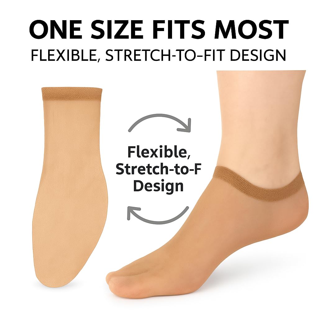 Leather Hero Disposable Try On Socks - Tan Footies for Women, 72 Pairs/144 Pieces