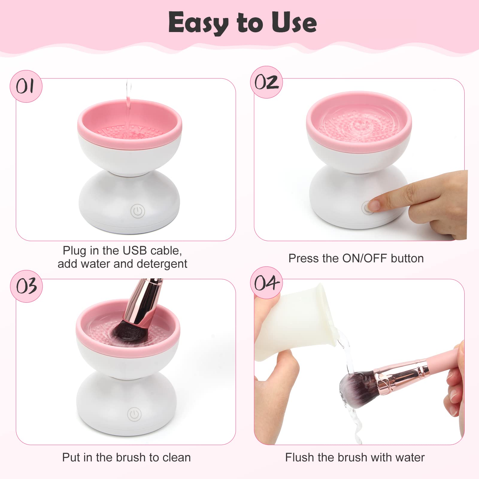 Electric Makeup Brush Cleaner, Luxiv Wash Makeup Brush Cleaner Machine Fit for All Size Brushes Automatic Spinner Machine, Painting Brush Cleaner