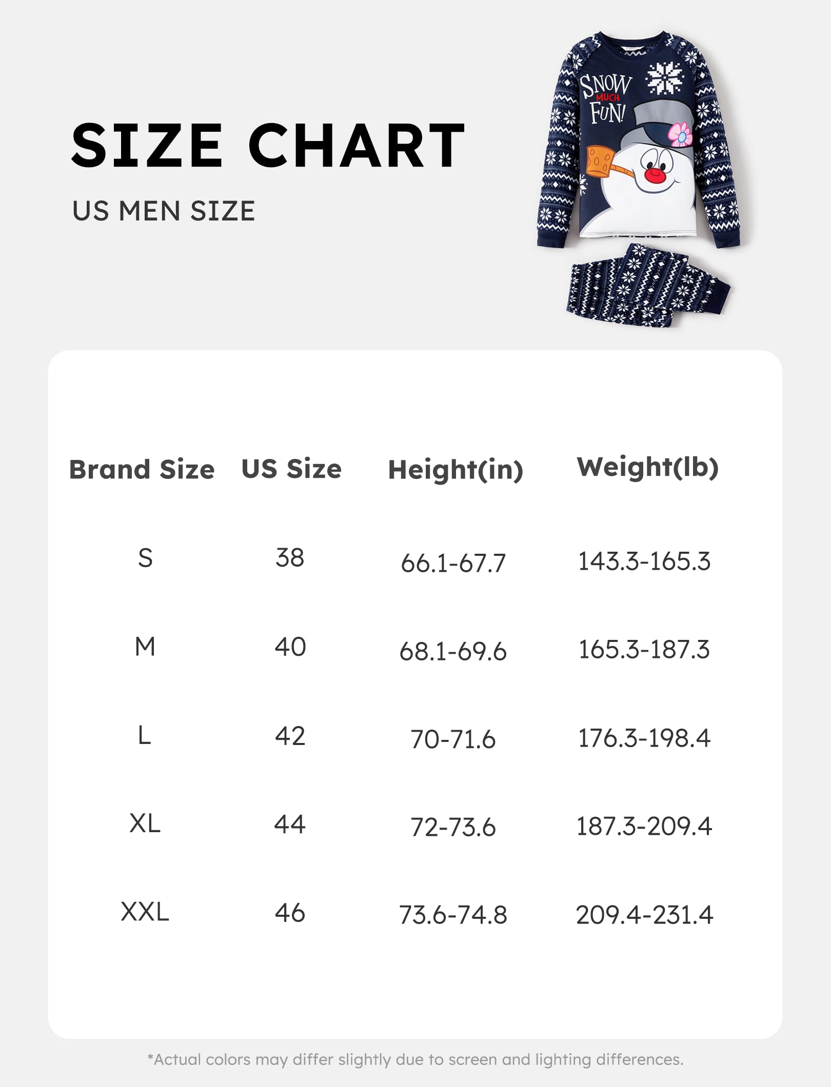 WARNER BROS Frosty the Snowman Family Christmas Pajamas for Adults: Long Sleeve Navy Blue Matching Outfits Set Suitable for Holidays- Pjs for Couples Men L