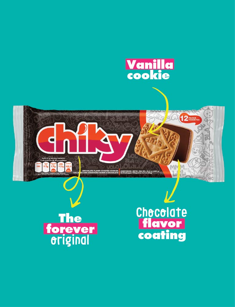 Pozuelo Chiky Chocolate Cookies | Crispy Vanilla Valentine's Day Cookies Filled with Chocolate Fudge | Delicious Creamy Flavors from Costa Rica | 16.9 Oz (Pack of 3)