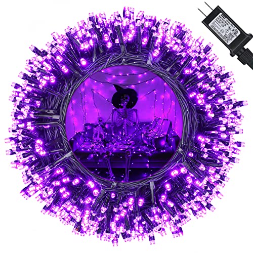 Orange and Purple Halloween Lights, 82ft 200 LED Halloween String Lights with 8 Modes, Waterproof Plug in Orange Purple String Lights for Halloween Party, Garden, Indoor Outdoor Halloween Decorations