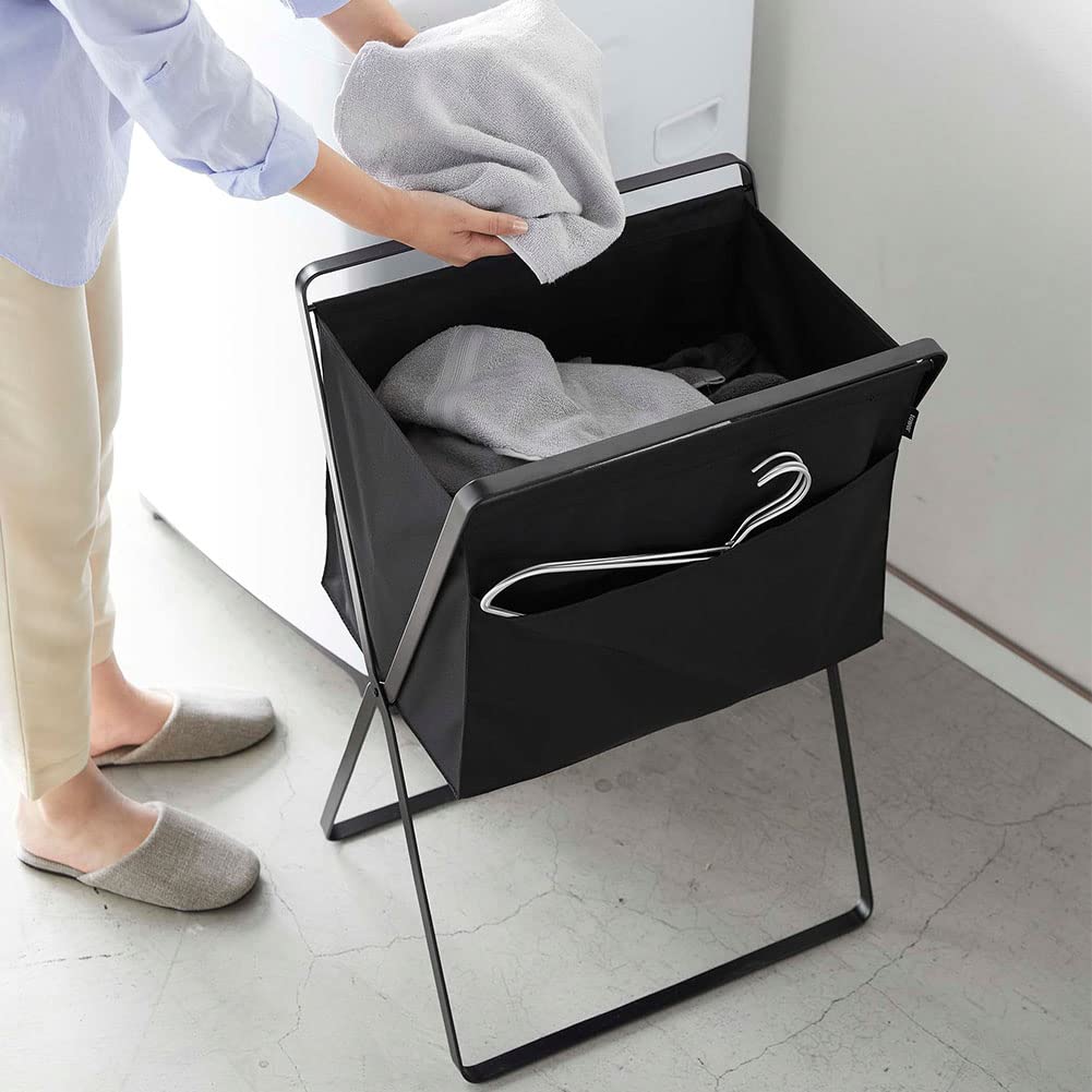 Yamazaki Home Tower Space Saving Storage Hamper - Elevated, 27.6" - Steel - 9.8 Gallons, 35 Liters