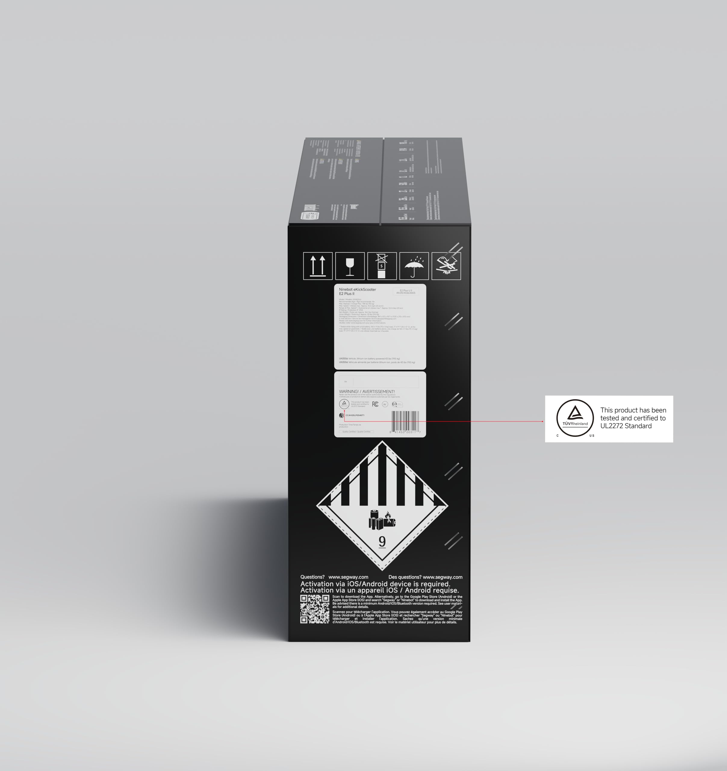 Segway Ninebot E2 Plus II Electric Scooter, 15.5 MPH, 16 Miles Max Range, Front Suspension, 8.1" Shock-Absorbing Tires, Dual Brakes, Scooter for Adults, UL-2272 2271 Certified